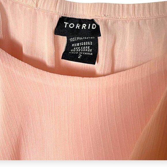 Torrid 2 (2X) Blush Pink Tiered Ruffle Chiffon Cami – Adjustable Straps - Picture 4 of 4